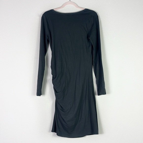 Athleta Dark Gray Ruched Long Sleeve Scoop Neck Bodycon Dress size Small - Picture 6 of 6